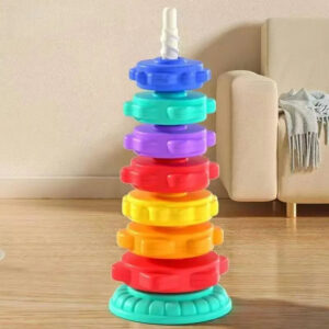 Montessori Rotating Rainbow Stacking Tower — Spinning Puzzle Toy for Kids