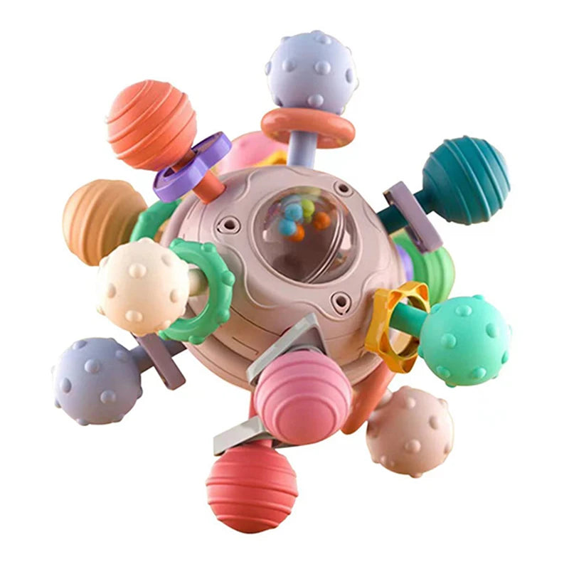 Montessori Baby Teething Ball — Sensory Rattle & Chew Toy for 0–18 Months