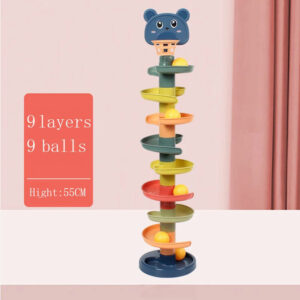 Montessori Baby Activity Tower — Rolling Ball Drop & Rainbow Stacking Toy for Ages 1-3