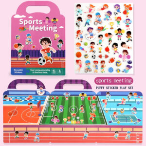 Kids Reusable Puffy Sticker Scene Book — DIY Quiet Activity Book for Children 3+